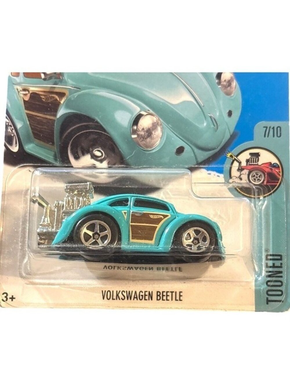 Die Cast Hot Wheels Tooned Volkswagen Beetle Car 7/10 Turquoise 2015 3+ Sealed - Picture 2 of 5